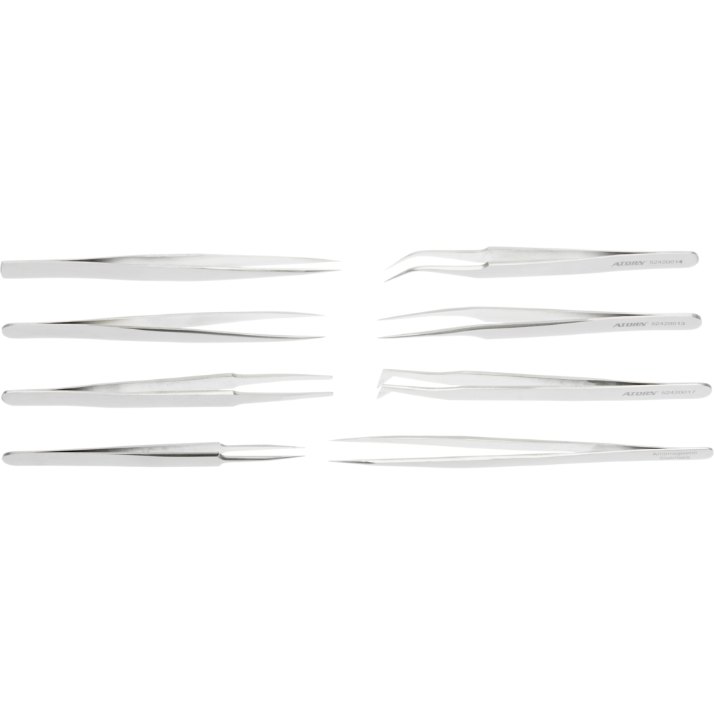 Set of tweezers, non-magnetic, 8 pcs.