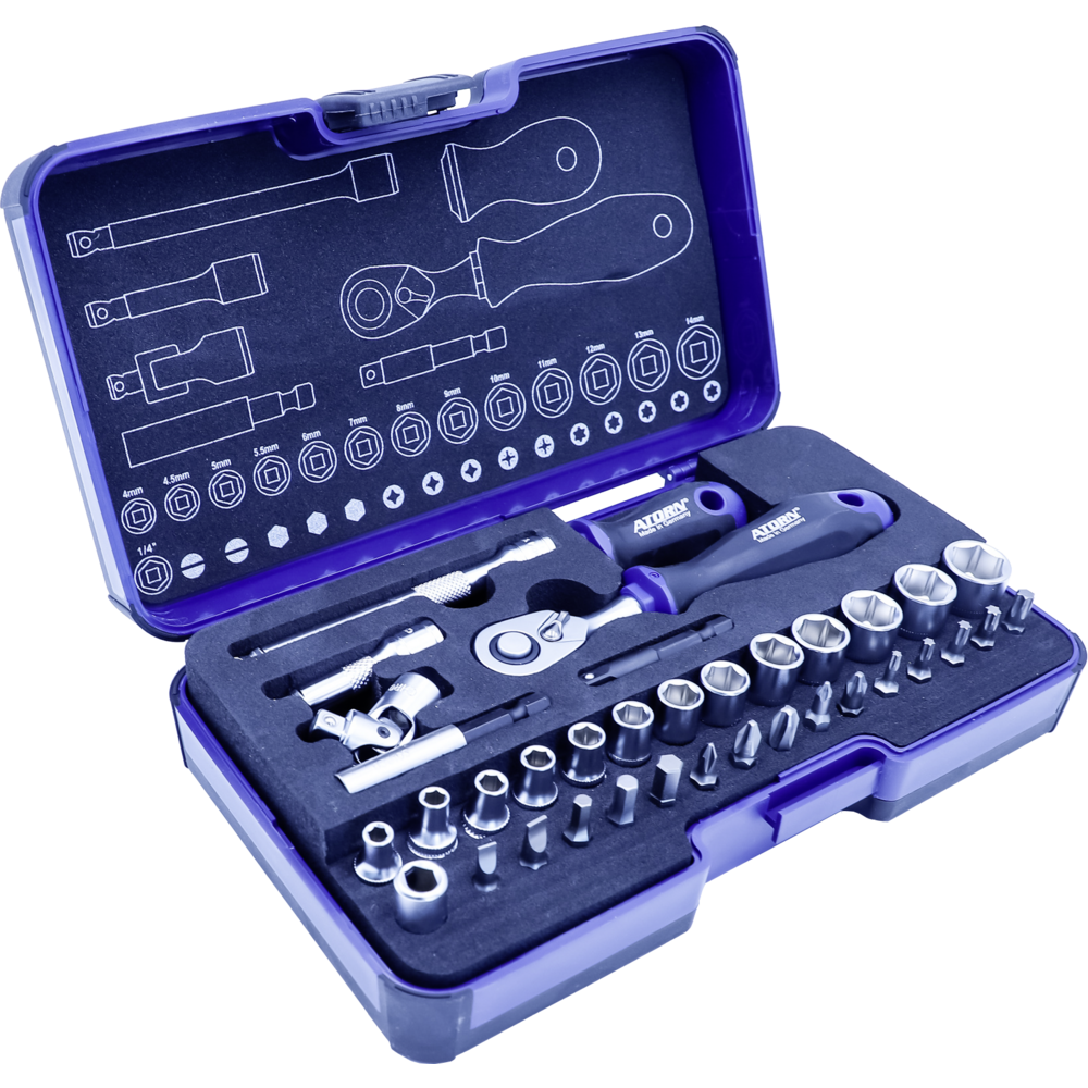 Socket set 1/4", 36 pcs.