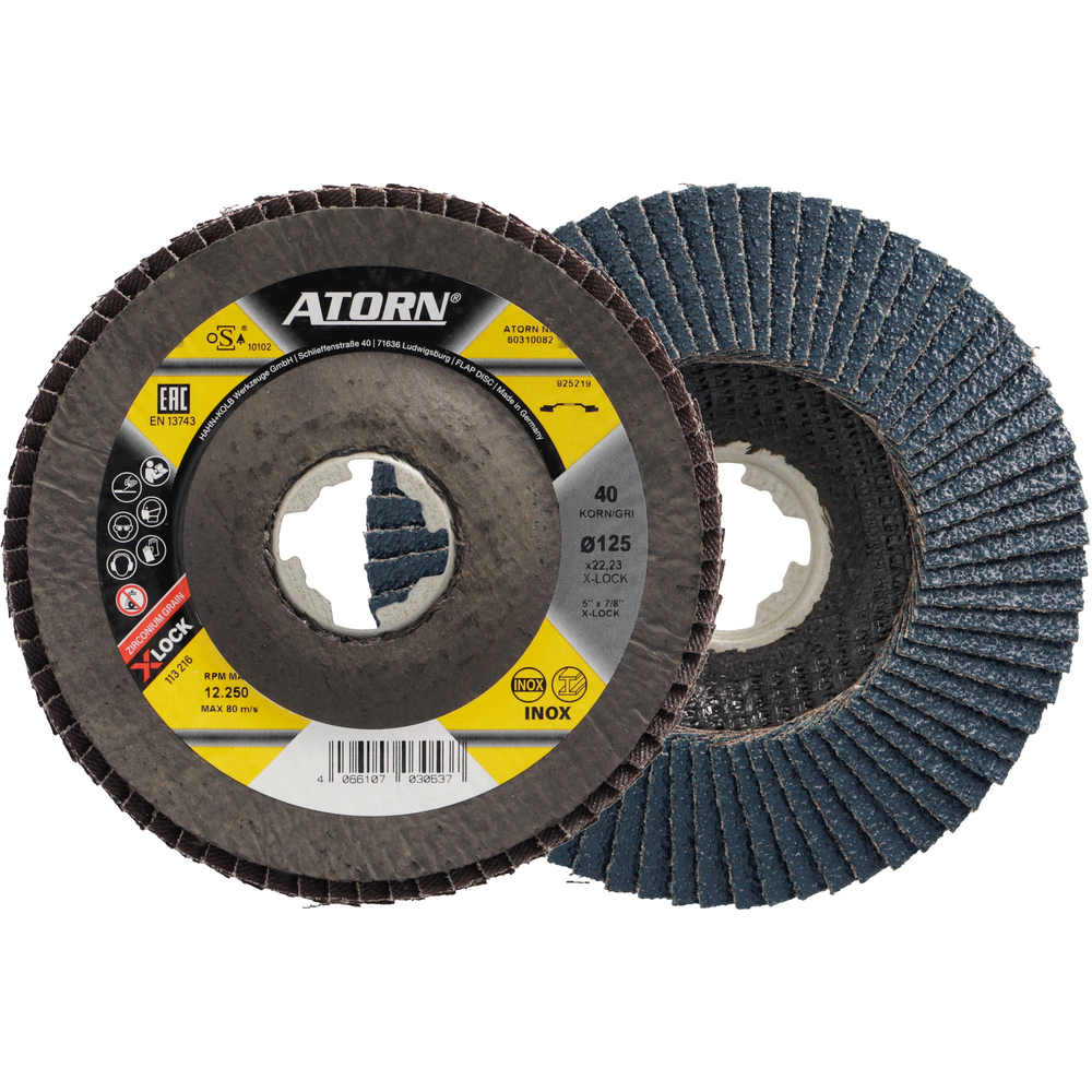 Fächerschleifscheibe X-LOCK ø 125mm, Zirkon, Korn 40, schräg