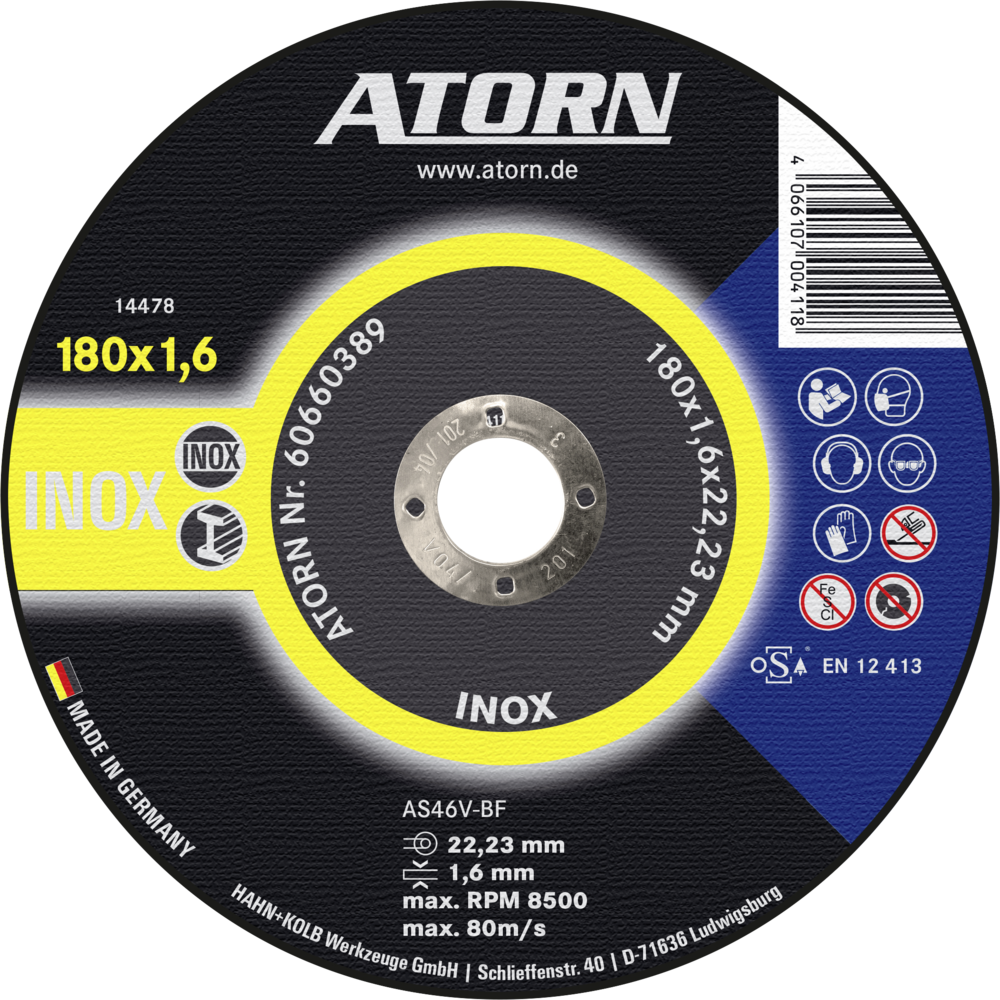 Trennscheibe INOX - Typ AS46V-BF, 180x1,6 mm gerade