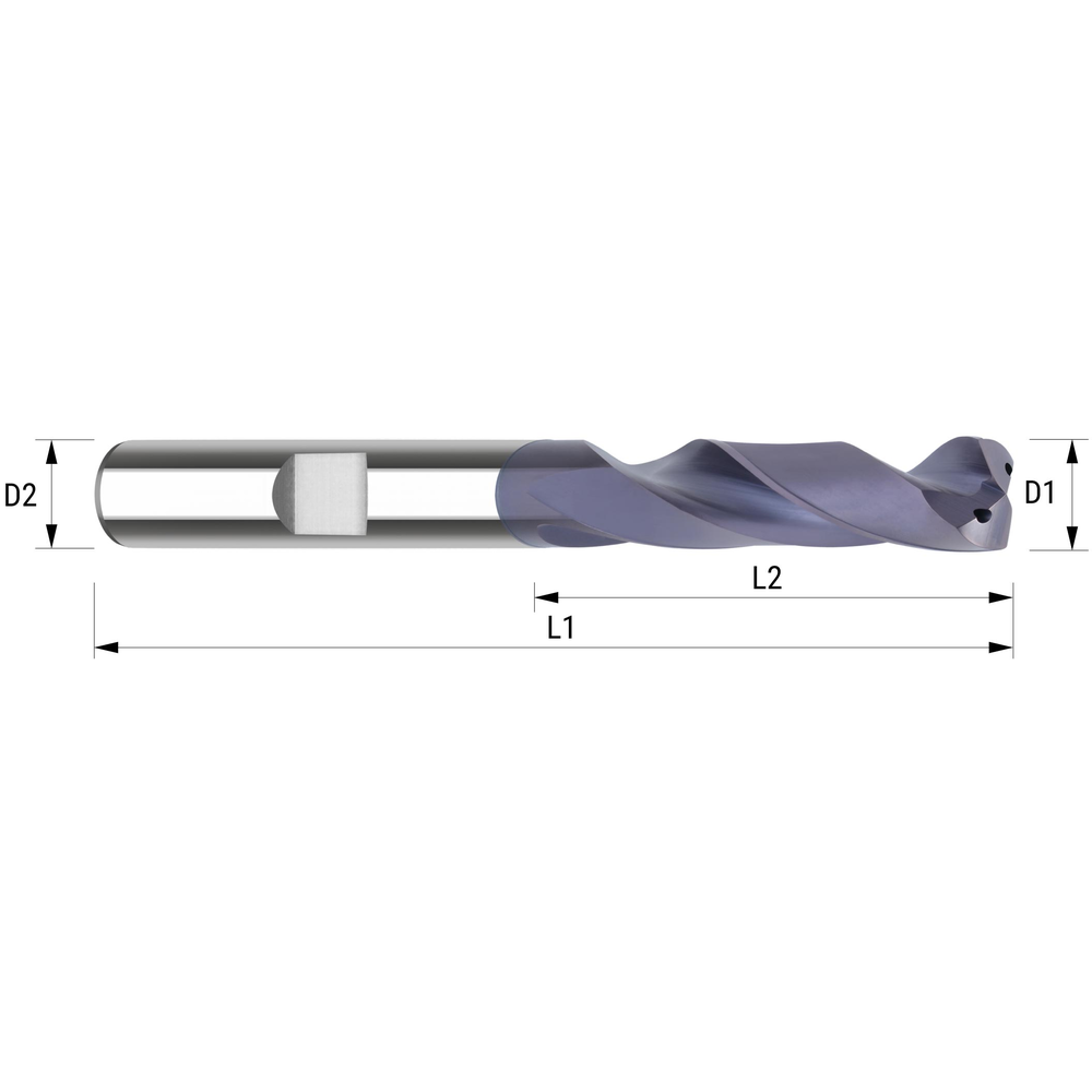 Spiralbohrer VHM DIN6537 3xD ø10,7mm HA TIALN-beschichtet IK