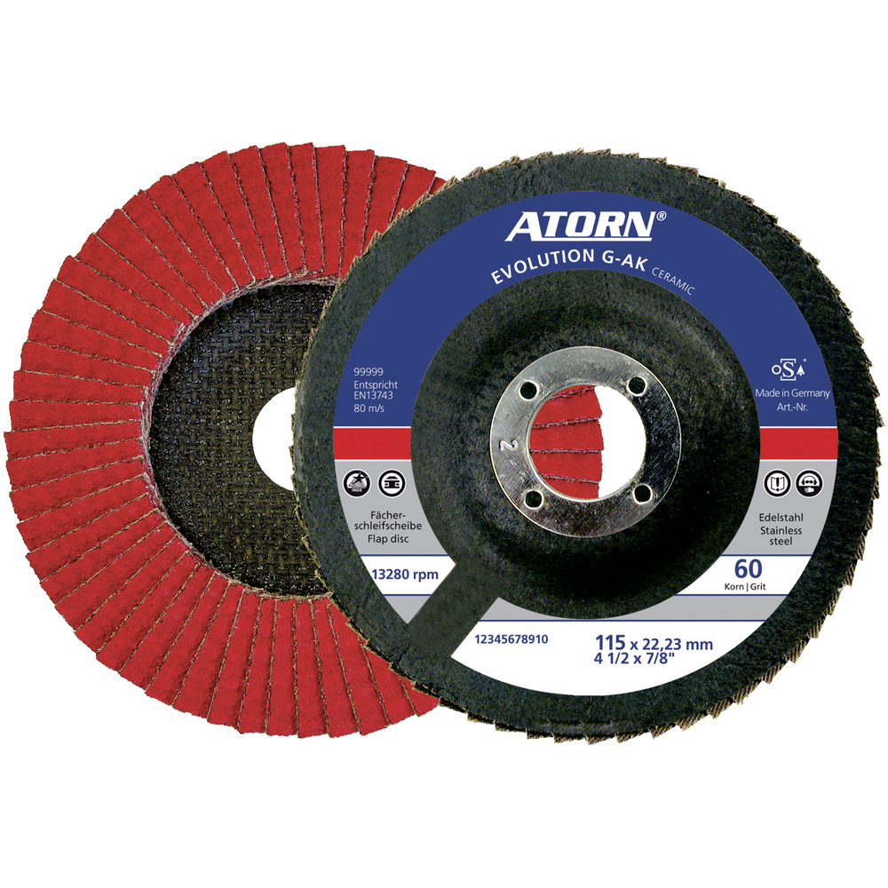 Flap disc 115x22,23mm K40 bossed, brown corundum (glass fibre holder)