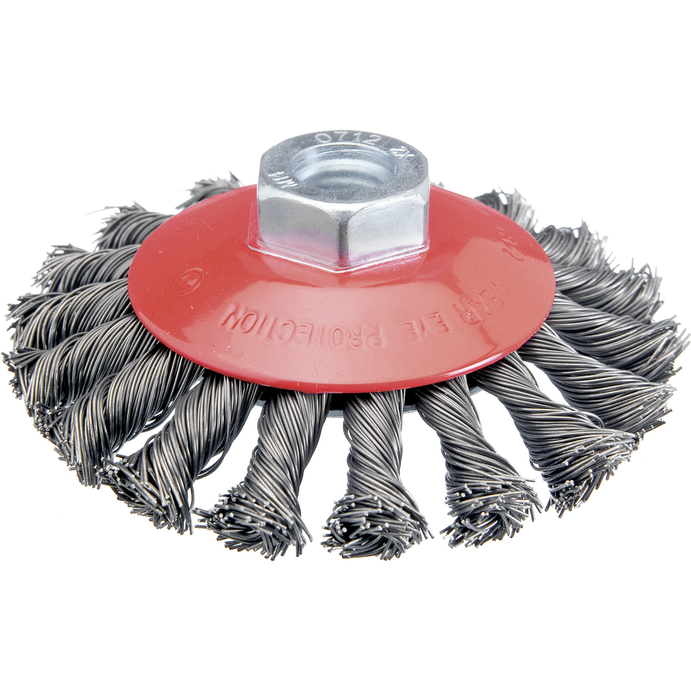 Round brush 100x13mm M14 tapered, steel wire, knotted