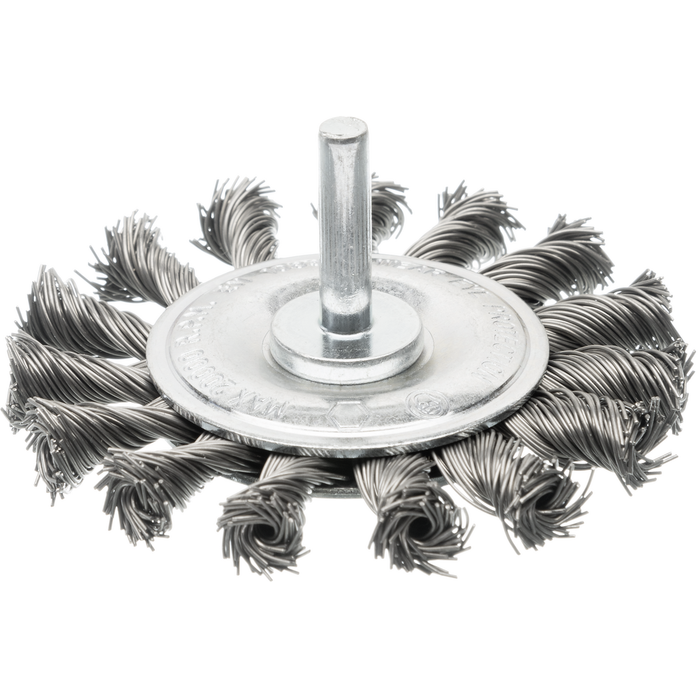 Round brush 70x6mm with shank 6mm, made of knotted steel wire 0,5mm