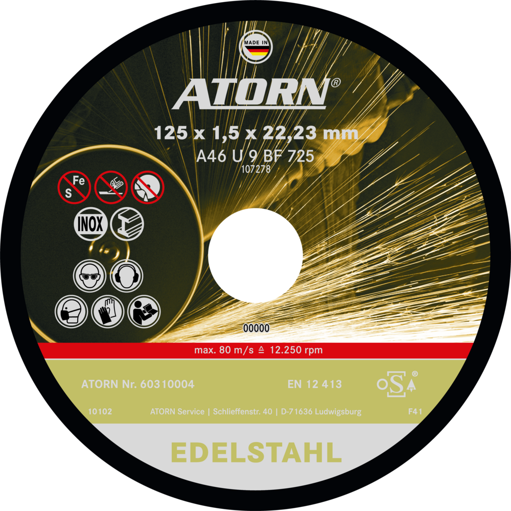 Cut-off disc 125x1,5x22,23mm straight stainless steel