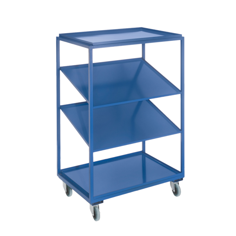 Picking trolley WxHxD 860x1.315x605mm, 2 flat and 2 inclined shelves RAL5010