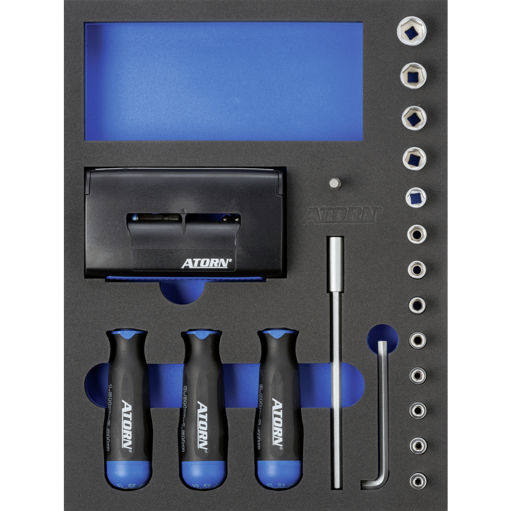 Modular hard-foam inlay, torque/socket set 19-piece