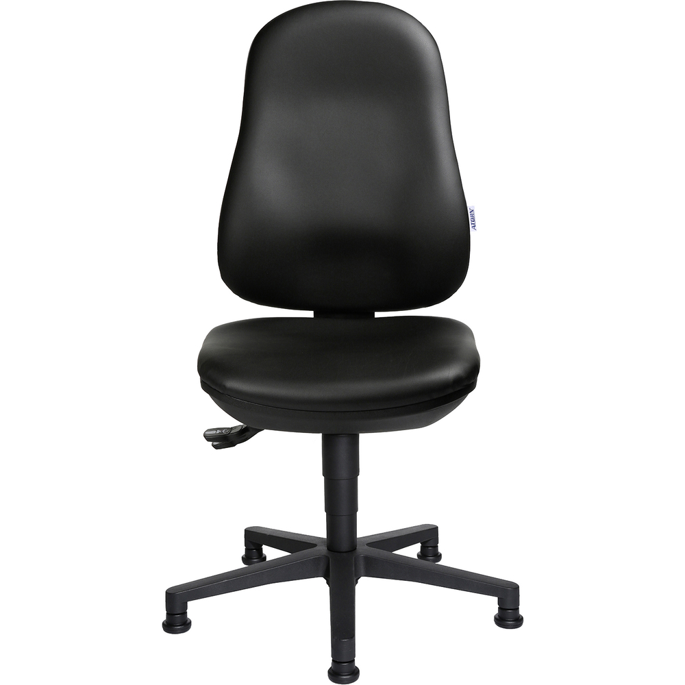 Arbeitsstuhl, Fußgleiter, Kunstleder schwarz, Bandscheibensitz, 120 kg Tragkraft