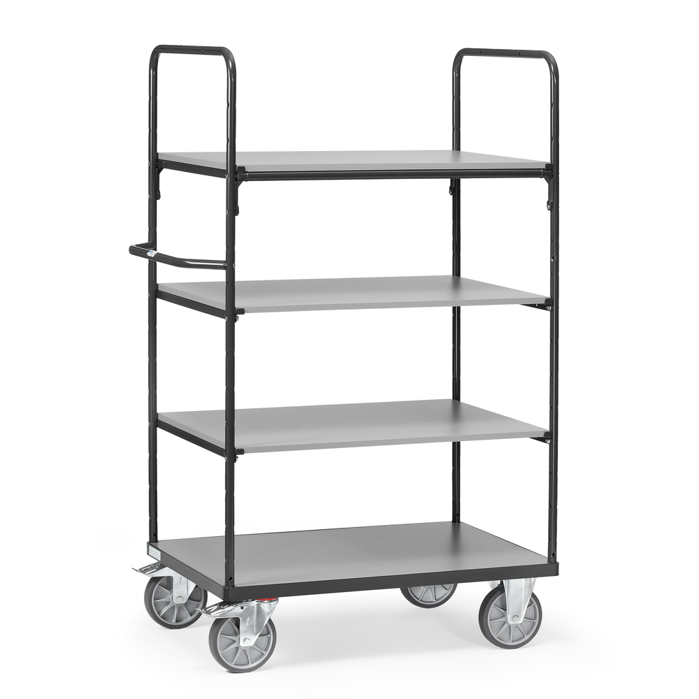 Shelved trolley 1000x600x1552 mm, supported load 500 kg, RAL7016