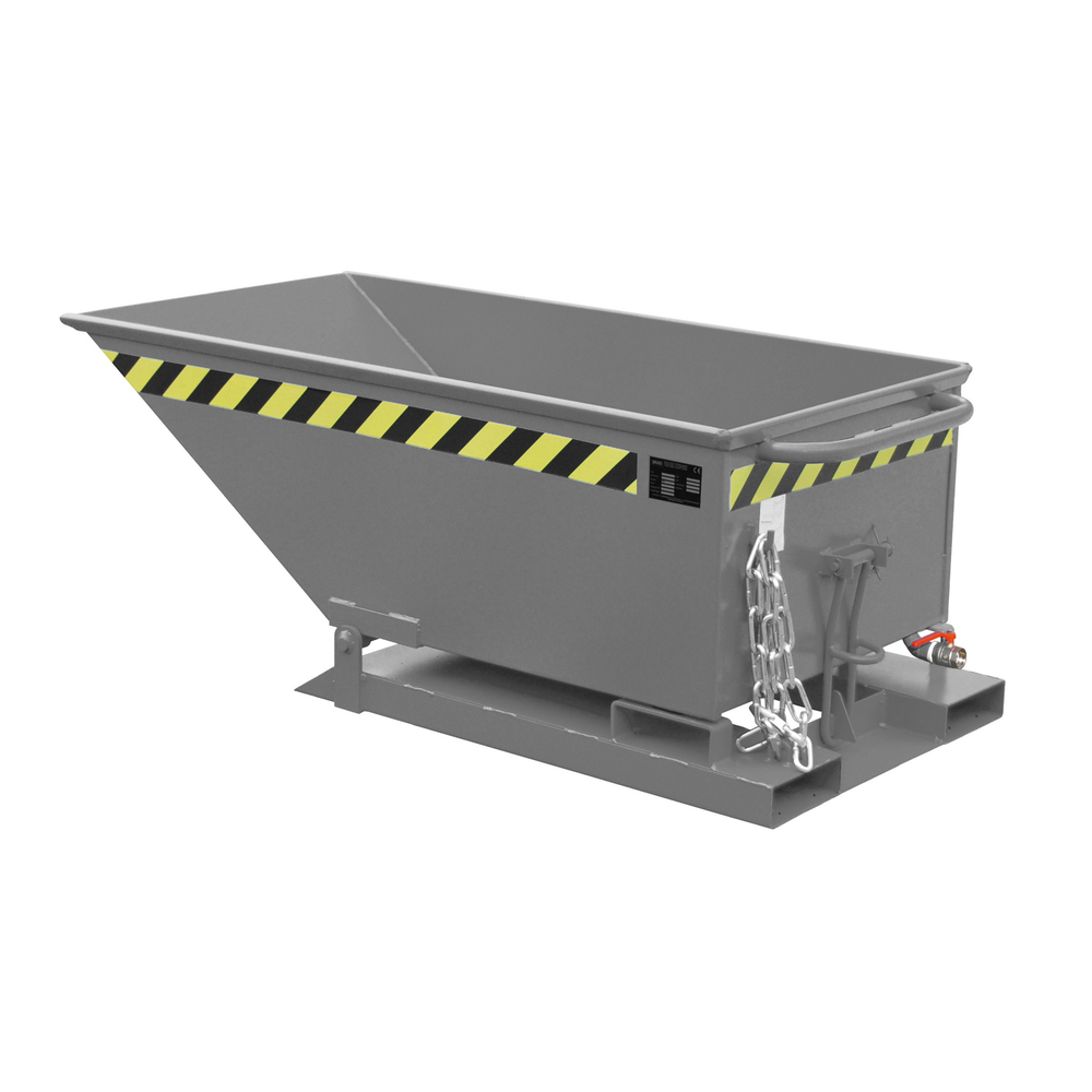 Chip tipping trough 250 litres RAL7005, low trough with screen and drain tap