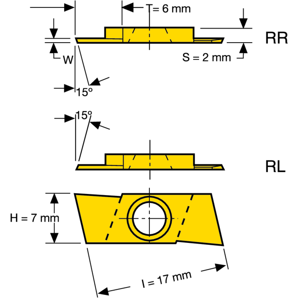 Grooving and parting-off insert SARA-MINI GIE-7-GP-1,0 LL 15° P25 PVD-coated