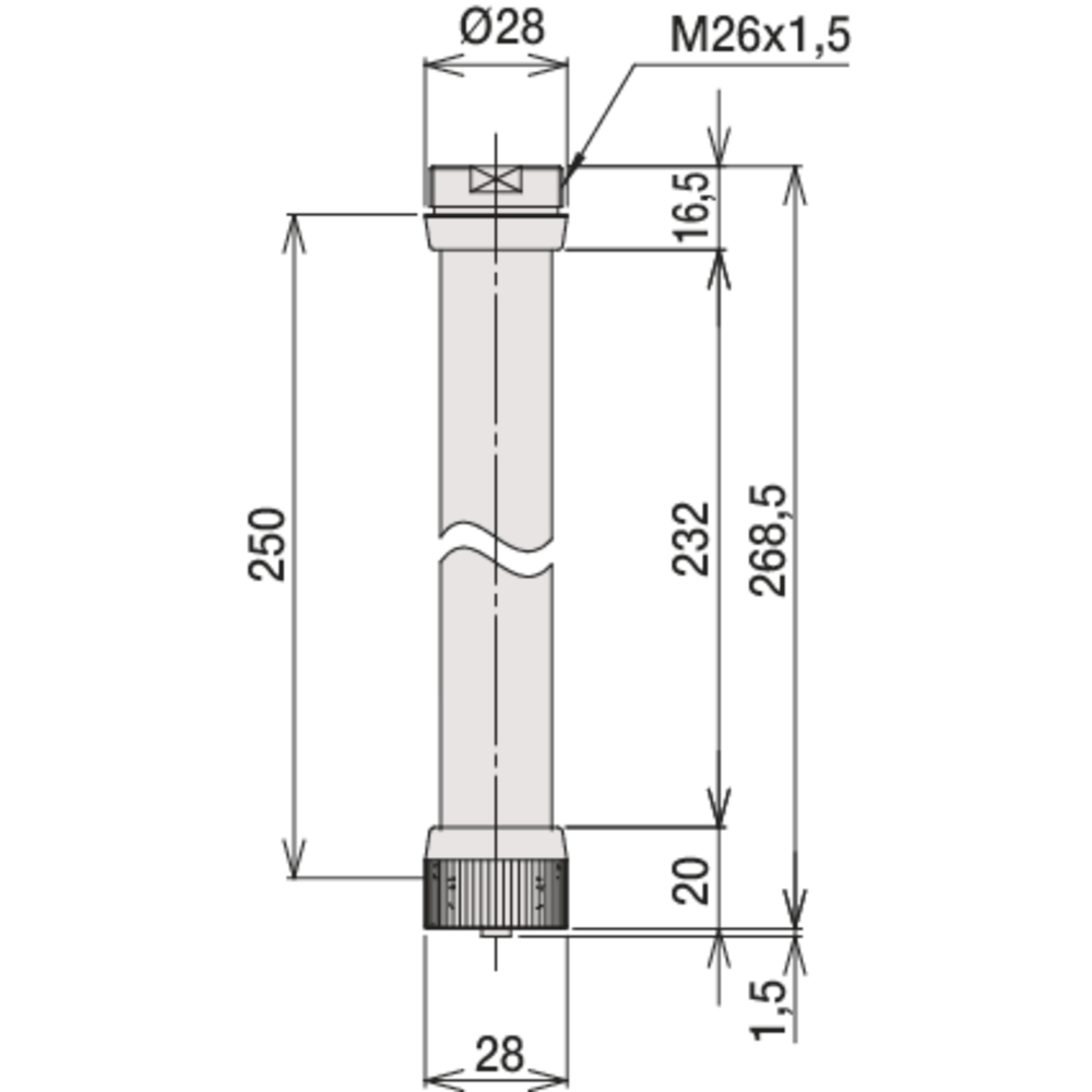 Verlängerung 250mm, für Innenmessgeräte Nr. 526521….