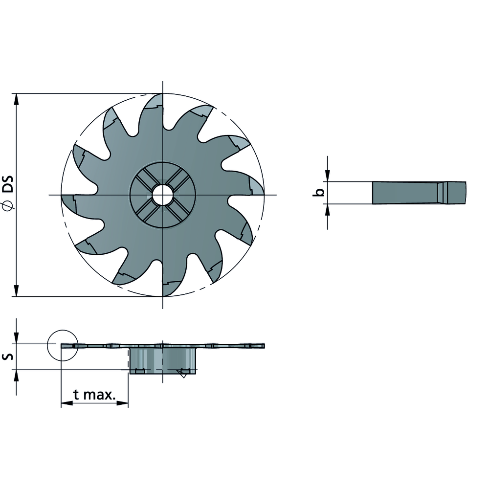 Cutting insert X1250.0050.00 Slot milling b=0.5 /tmax=16.5 mm, Z=12 K10F