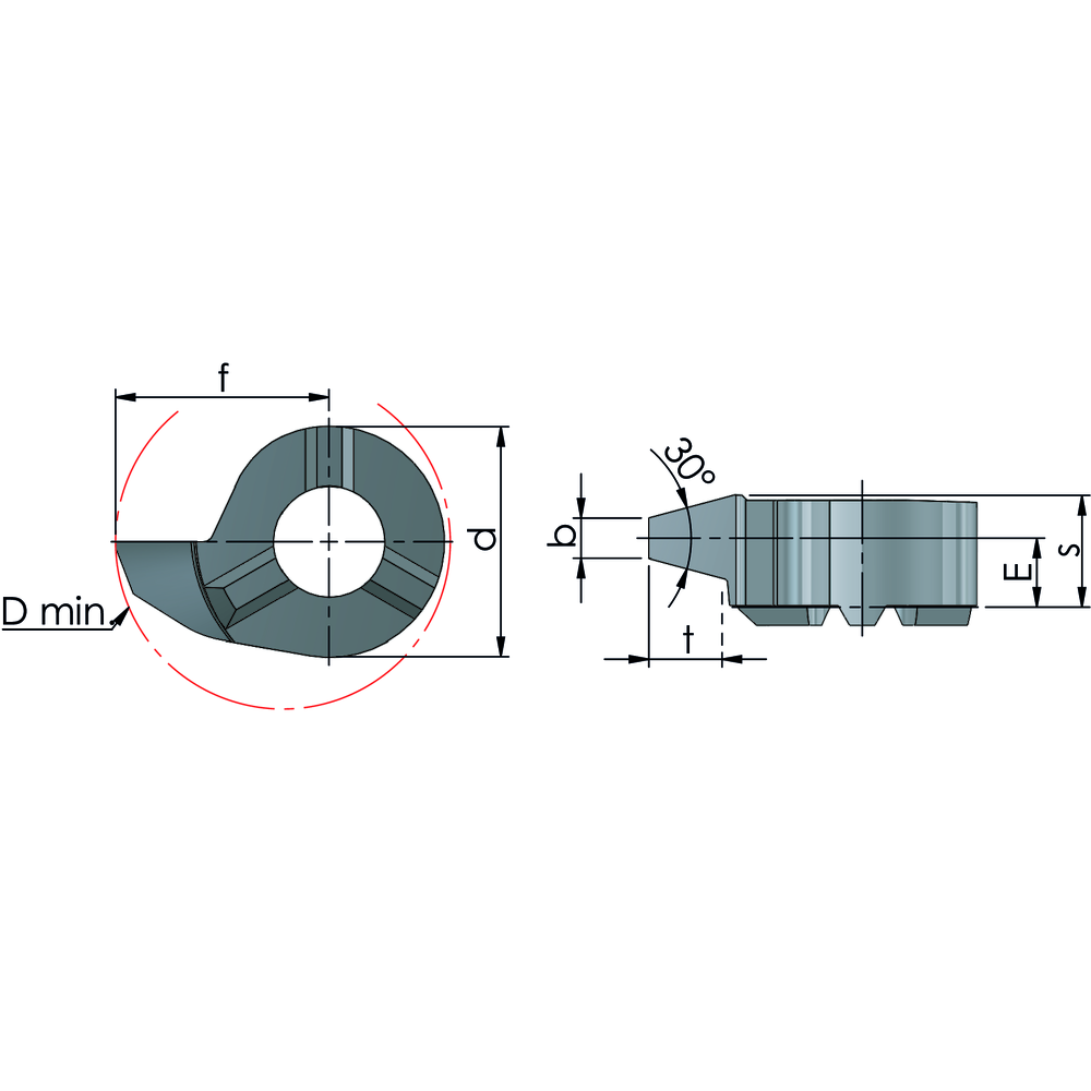 Cutting insert RS16.2750.01 C trapezoidal thread, pitch 5.0 / Dmin=16 mm AL41F