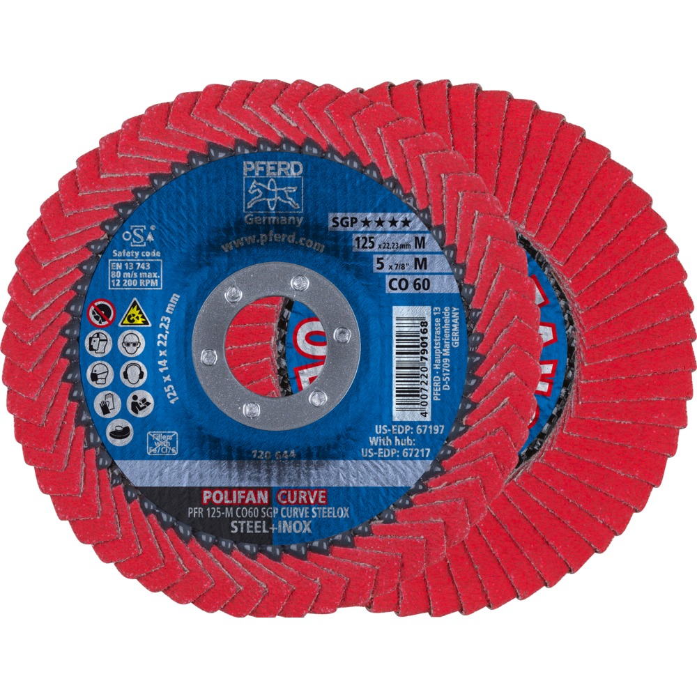 Flap disc 125x14x22,23mm K60 Polifan Curve stainless steel