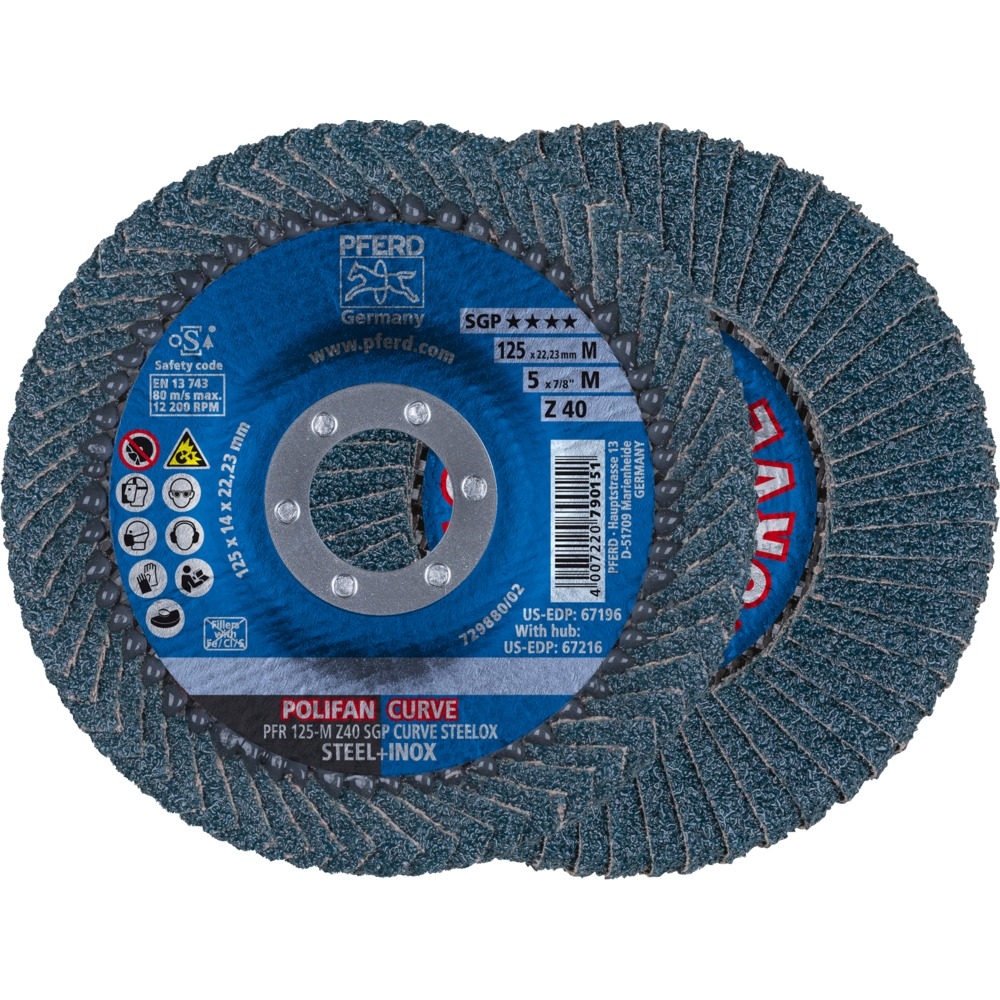 Flap disc 125x14x22,23mm K40 Polifan Curve
