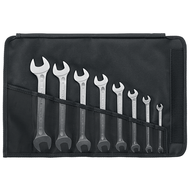 Doppel-Maulschlüssel-Satz 'Motor' 8 tlg. 6x7mm - 20x22mm + Rolltasche