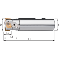 End milling cutter 90° 10x80mm, shank 16mm, for 1 indexable insert AP..1003