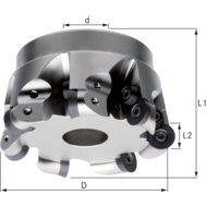 Shell-type milling cutter 100x32mm, for 7 indexable inserts RD..1604MO., with IC