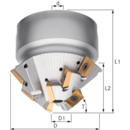 Spiral flute chamfer milling cutter 15° 17x22mm for 9 indexable inserts AP..1003