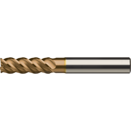 SC Al end mill. cutter HPC 35/38° 4mm Z=4 long HA edge prot. cham. ZrCN Ultra-N