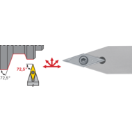 Clamp mount. SVVC-N 0808 K07, setting angle 72.5°, for turning ins. VC.T0702..