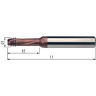 Solid carbide drilling and thread milling cutter ISO 1,0, DMT08047C14 IC, TiAlN