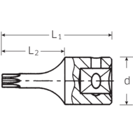 Steckschlüssel-Einsatz 1/4'' DIN3124, Innen-TORX T30
