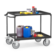 Table trolley 850x500 mm, 2 trays, supported load 400 kg, RAL7016