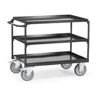 Table trolley 850x500 mm, 3 trays, supported load 400 kg, RAL7016