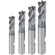 End milling cutter set, SC 35°/38°, UT, 6-12mm, clear. Z=4 HB, Ultra-MS