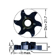 Cutting insert Z622.0150.01 groove milling b=1,5/tmax=4,5mm, 6 ridges HC8620
