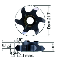 Cutting insert Z622.454.63 front and rear-side b=0,2/tmax=1,9mm Z=6 HC8620