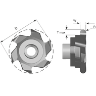 Cutting insert SG200 F R10 full radius for plunge milling W=2.0 (Size 20mm) AMT8