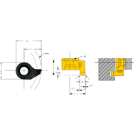 Cutting insert RS014.1410.00 axial grooving b=1.0 tmax=1.5 Dmin=14 mm AL41F
