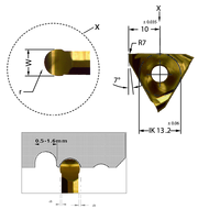 Cutting insert DED.0010.20-D AL41F full radius for grooving 2.0 mm r=1.00 mm