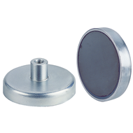 Pan-head pot magnet with internally threaded pin, 10mm M3