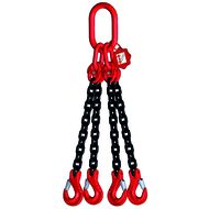 Hook-end chain sling DIN818-4, four-strand 6mm, usable length 2000mm