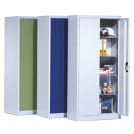 Hinged door cabinet WxDxH: 930x400x1950mm 4 shelves, galvanised RAL7035
