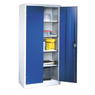 Heavy-duty hinged door cabinet WxDxH: 930x500x1950mm 4 shelves, galvan. RAL7035