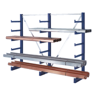 Kragarm-Doppelregal 2000x2700x500mm, 3 Ständer je 12 Arme Armlast 200kg