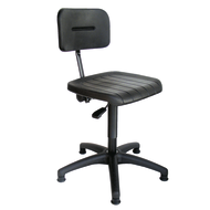 Work chair, sitting height 420-620mm, with steel insert, with sliders, PU black