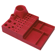 Tool holder, cylindrical 8mm mode 5x5, 52x52x72mm 4 bores RAL3020 (red)