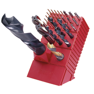 Tool holder, cylindrical 8mm mode 5x5, 52x52x72mm 4 bores RAL3020 (red)