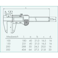 Dig. calliper gauge 150mm (0,01mm) ABS AOS C meas. faces, outer/inner, data out.