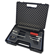 Hand lever-operated grease gun set with case, incl. accessories