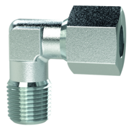 Angled screw-in fitting, M22x1.5, pipe exterior Ø 18 mm, steel, galvanised