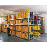 Clip-tog.wide-span shelv.unit 19,7x25x4cm 4 shelves,galv.,load cap.p.shelf 400kg