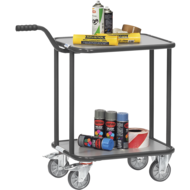 Dolly, supported load 200 kg, 2 shelves, 4 wheels, RAL7016