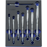 Modular hard-foam inlay, double-end ring spanner set, 8-piece